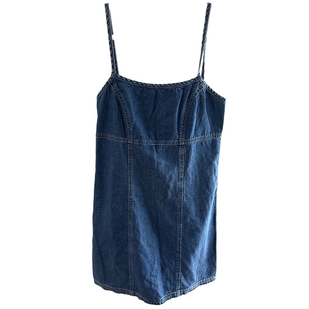 Old Navy Blue Jeans Vintage Denim Mini Dress Dark Wash Spaghetti Strap Size 1